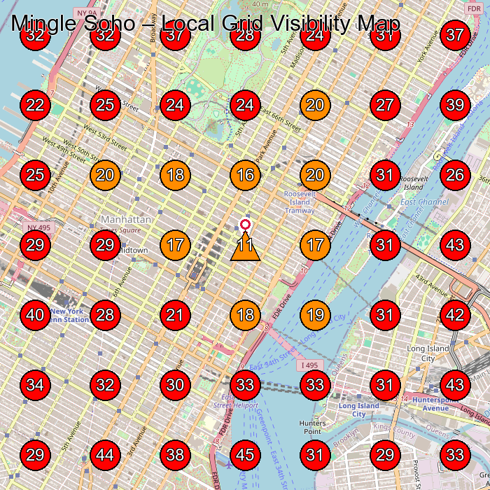 Mingle Soho GeoGrid visibility map for Attorney Referral Service in New York